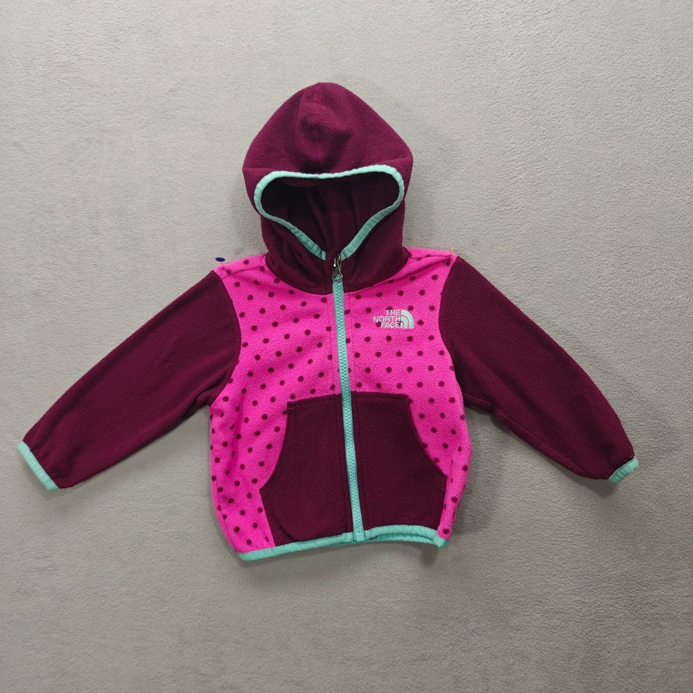 The North Face Fleece Hoodie Infant 6-12M Polka Dot Zip Up Cozy Colorful Layer